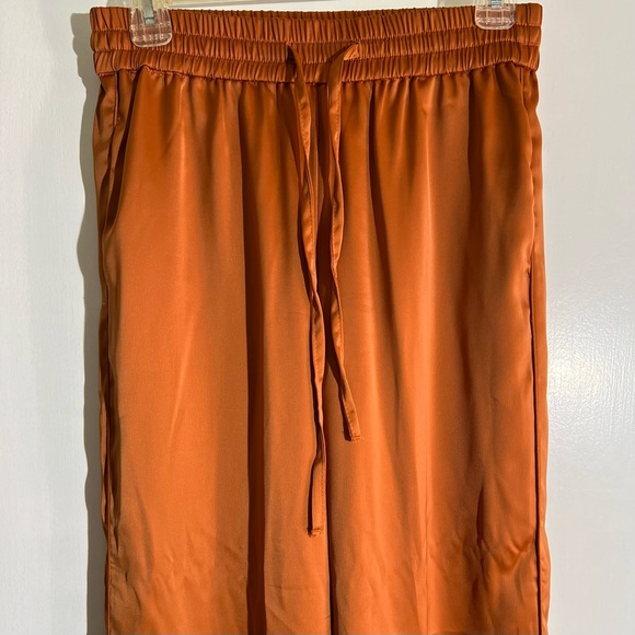 Elie Tahari Rust Wide Leg Satin Pants - Picture 3 of 10